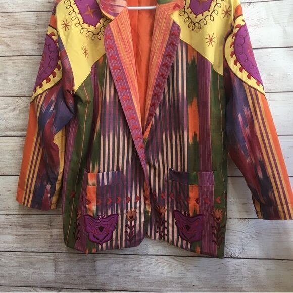 ADAM‎ DOUGLASS ADRIANNA PAPELL BOHO EMBROIDERED BLAZER - Picture 3 of 14